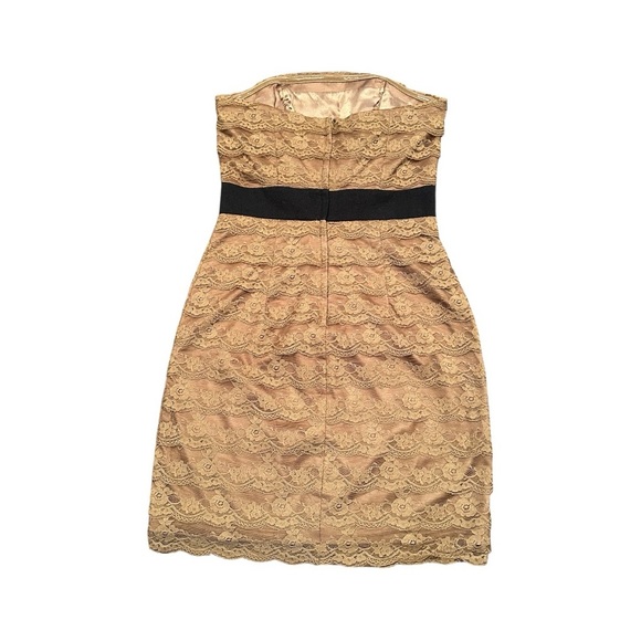 H&M, WOMENS LACE BODYCON DRESS. STRAPLESS WITH BLACK BANDING. SIZE 4 - Picture 3 of 7